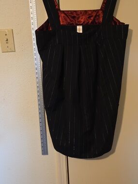 No Boundaries Black dress with White Pinstripes and Red Lining